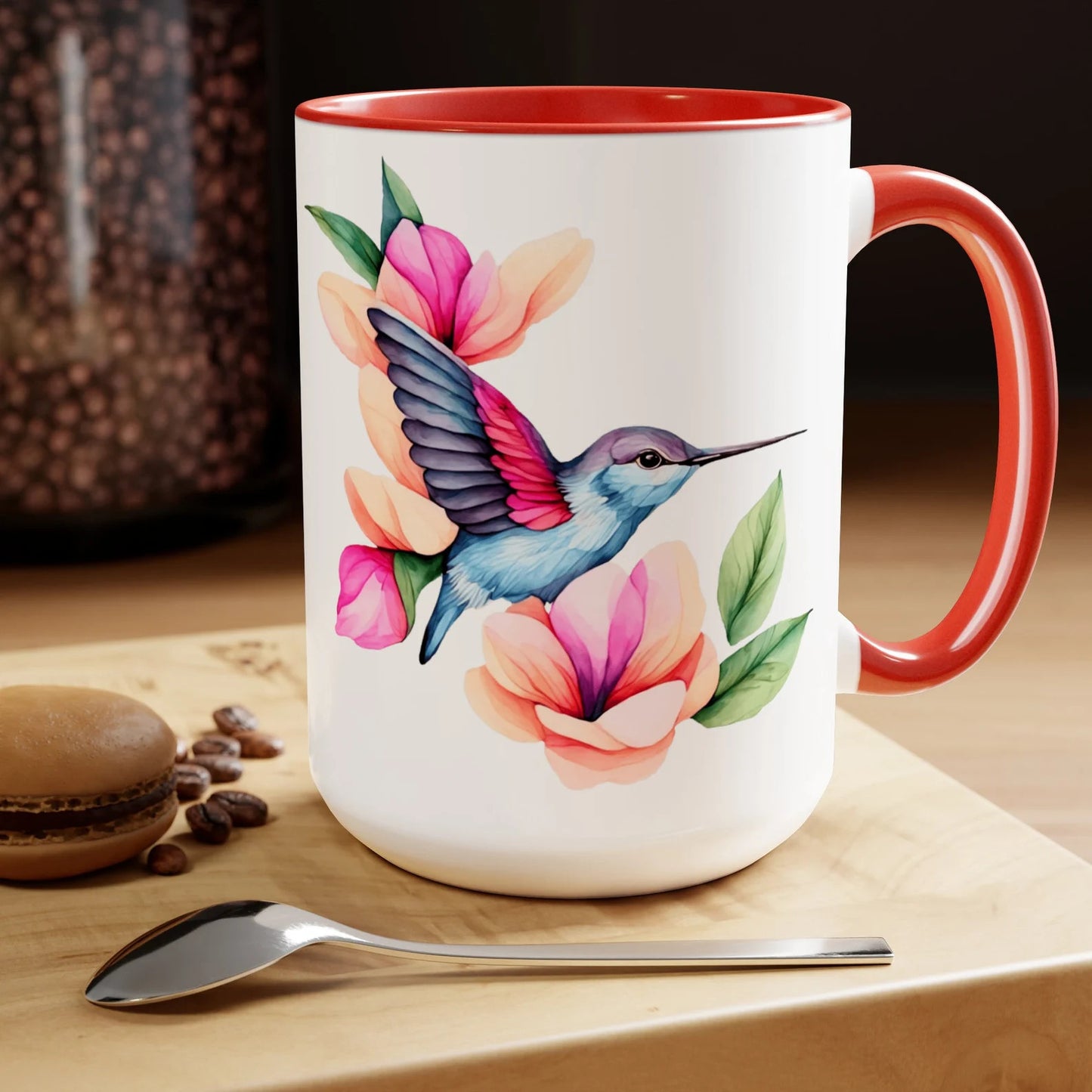 Whimsical Hummingbird Coffee Cup, 15oz