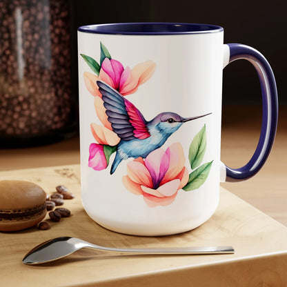 Whimsical Hummingbird Coffee Cup, 15oz